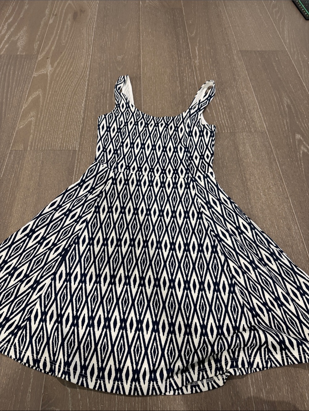 H&M Navy and White Geometric Tank Skater Dress